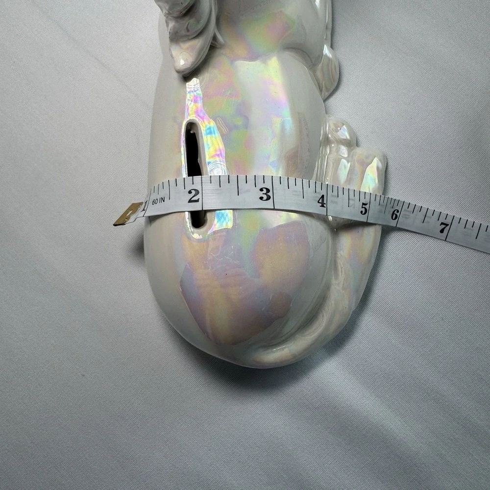 Iridescent Ceramic Unicorn Piggy Bank Gold Horn Rainbow Glaze Coin Bank Fantasy